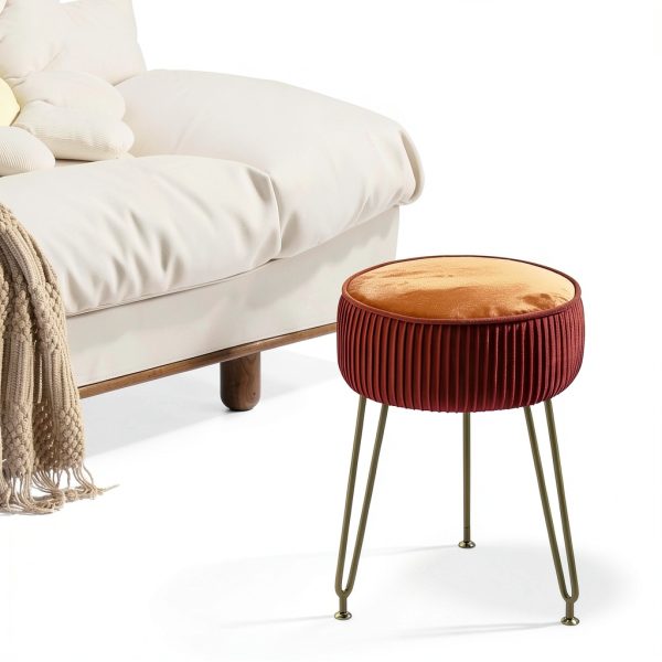 IBUYKE Velvet Ottoman Stool Modern Design with Storage-8
