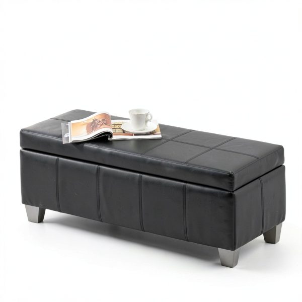 UDAX Faux Leather Ottoman Storage Bench Modern Style-3