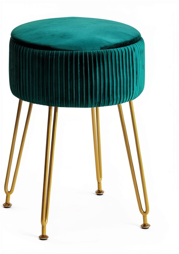 IBUYKE Ottoman Stool Velvet Storage Modern Home Decor-5