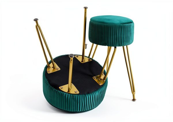 IBUYKE Ottoman Stool Velvet Storage Modern Home Decor-6