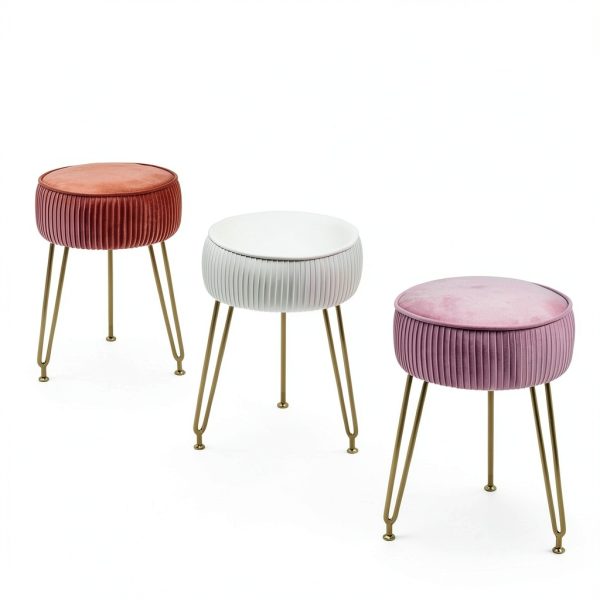 IBUYKE Velvet Ottoman Stool Modern Design with Storage-5