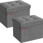 Linen Look Ottoman SONGMICS Dark Gray Storage-0