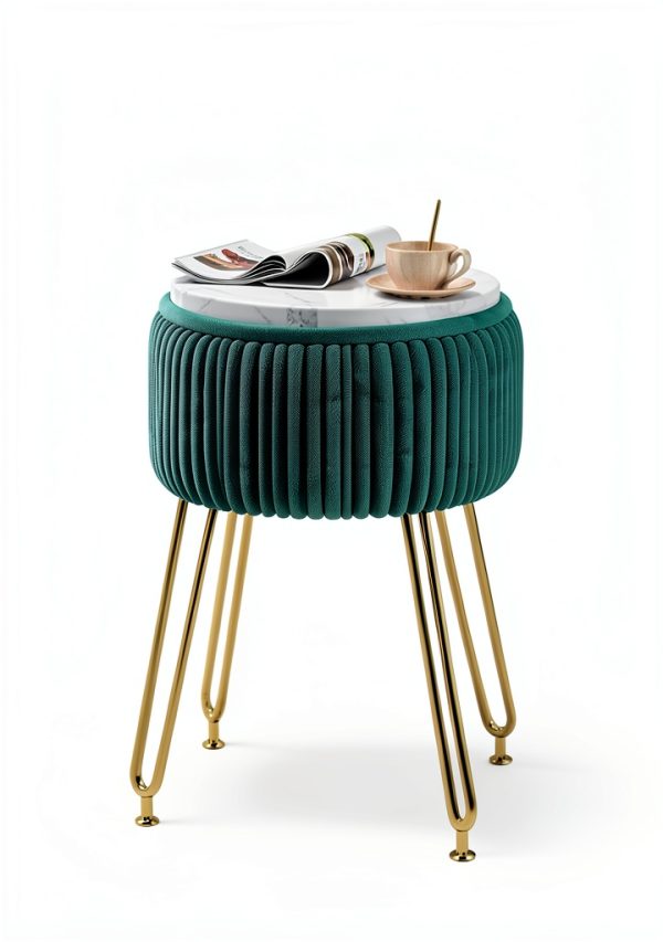 IBUYKE Ottoman Stool Velvet Storage Modern Home Decor-4