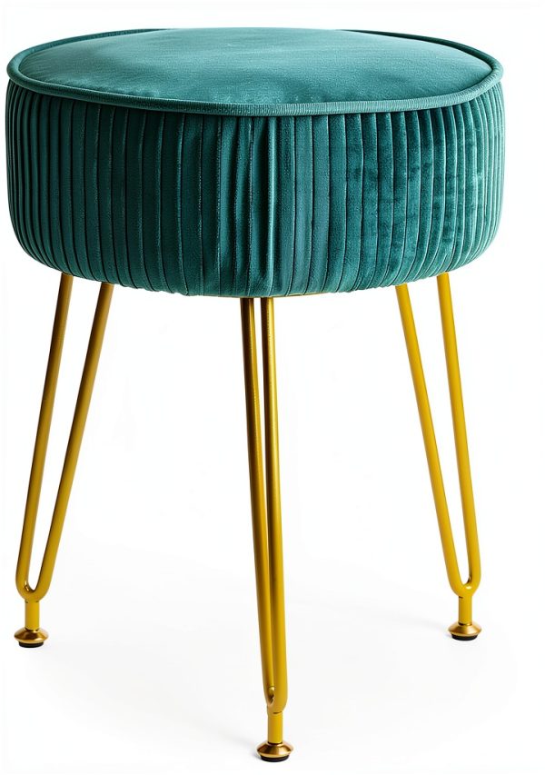 IBUYKE Velvet Ottoman Modern Green without Storage Footstool-4