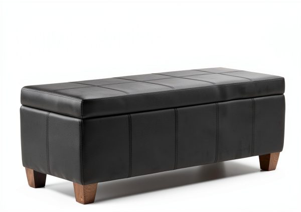 UDAX Faux Leather Ottoman Storage Bench Modern Style-1