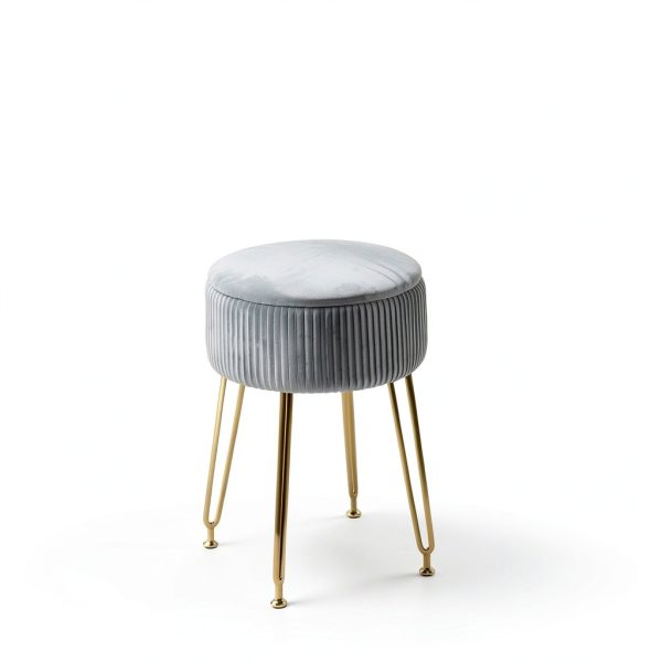 IBUYKE Velvet Ottoman with Storage Modern Home Decor-3