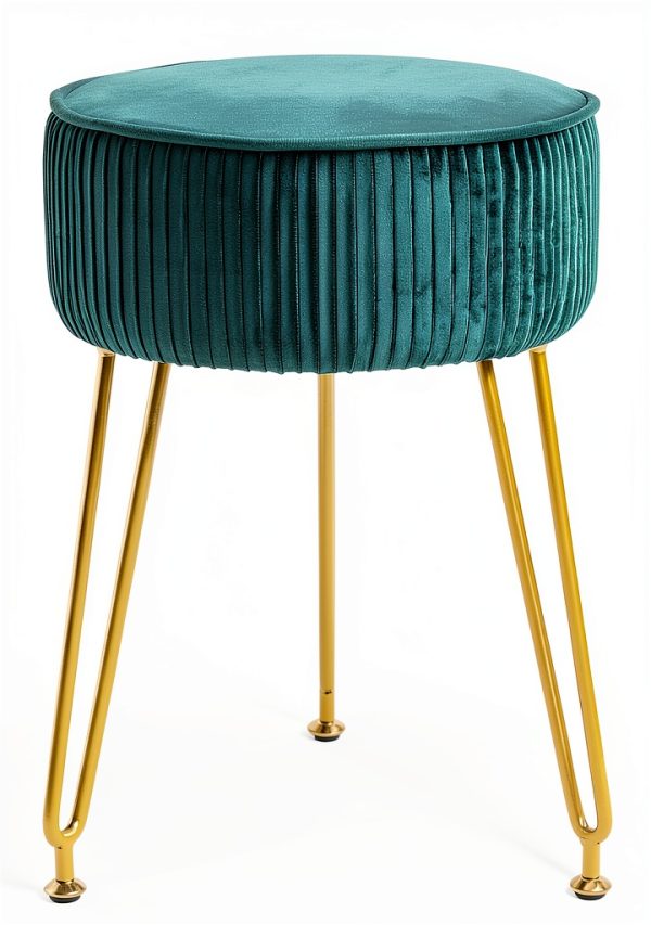 IBUYKE Velvet Ottoman Modern Green without Storage Footstool-2