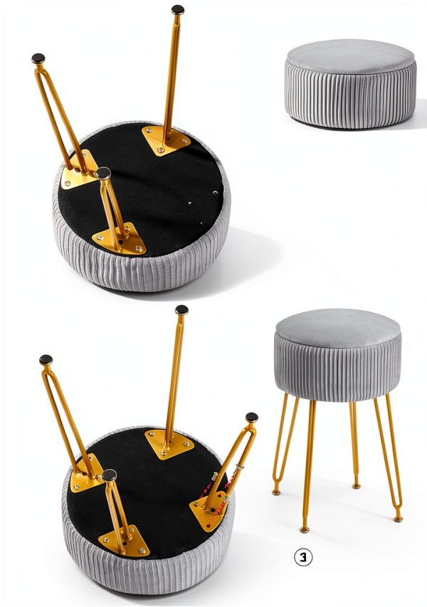IBUYKE Velvet Ottoman with Storage Modern Home Decor-7