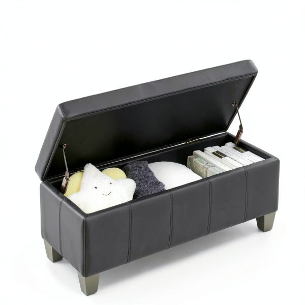 UDAX Faux Leather Ottoman Storage Bench Modern Style-6