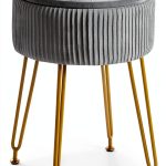 IBUYKE Velvet Ottoman with Storage Modern Home Decor-0