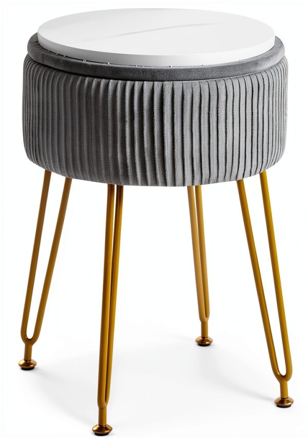 IBUYKE Velvet Ottoman with Storage Modern Home Decor-0