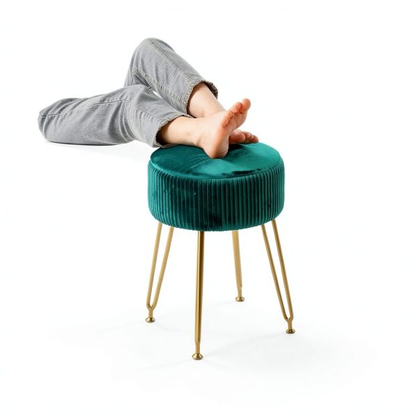 IBUYKE Ottoman Stool Velvet Storage Modern Home Decor-7