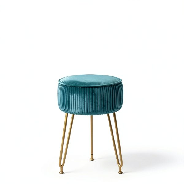 IBUYKE Velvet Ottoman Modern Green without Storage Footstool-7