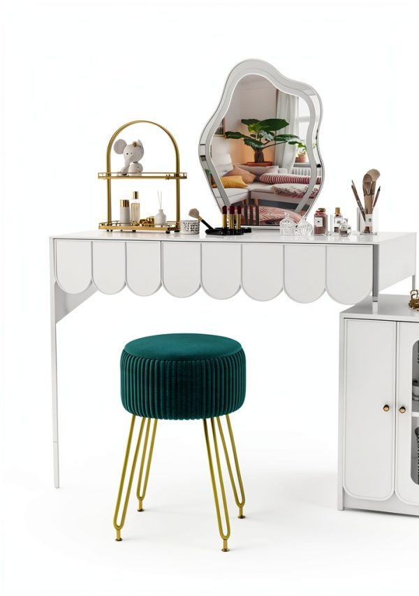 IBUYKE Ottoman Stool Velvet Storage Modern Home Decor-3