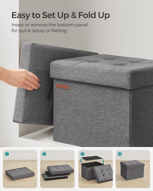 Linen Look Ottoman SONGMICS Dark Gray Storage-6