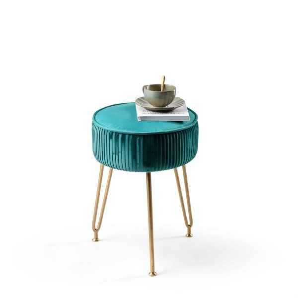IBUYKE Velvet Ottoman Modern Green without Storage Footstool-8