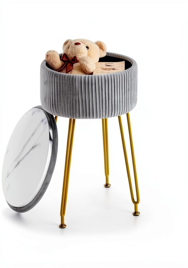 IBUYKE Velvet Ottoman with Storage Modern Home Decor-6