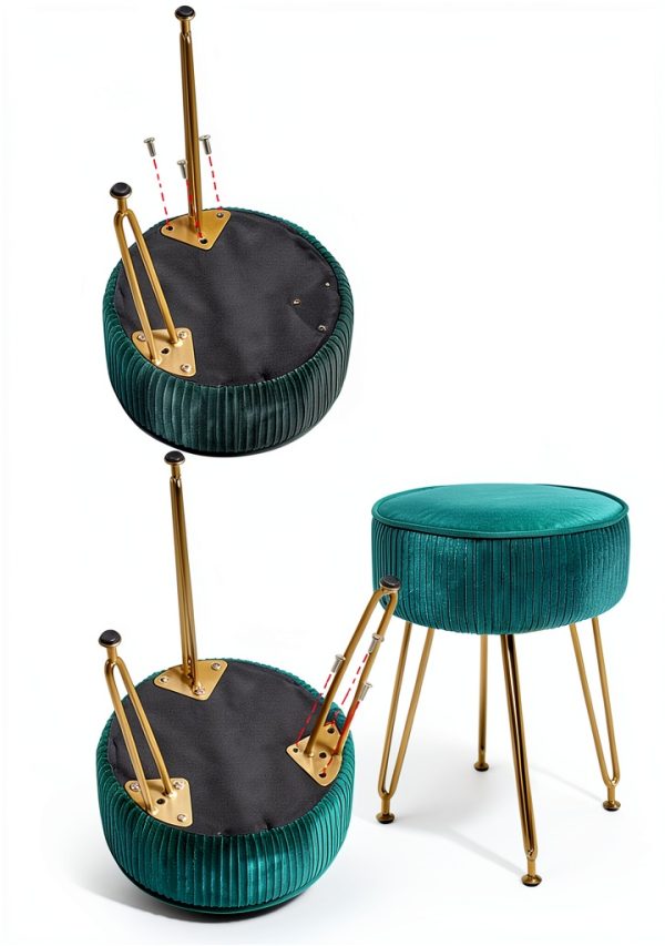 IBUYKE Velvet Ottoman Modern Green without Storage Footstool-5