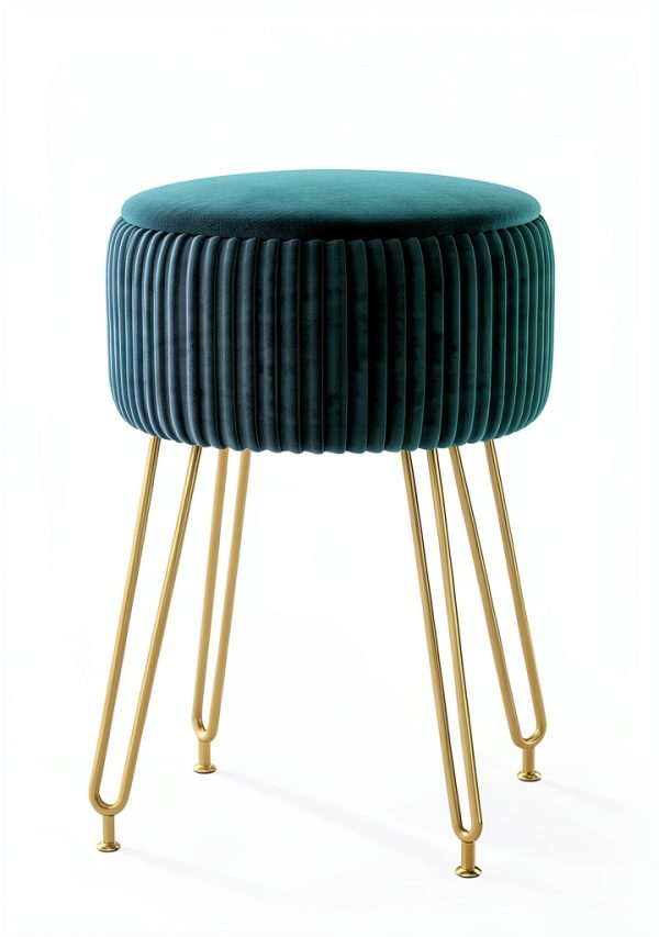 IBUYKE Ottoman Stool Velvet Storage Modern Home Decor-2