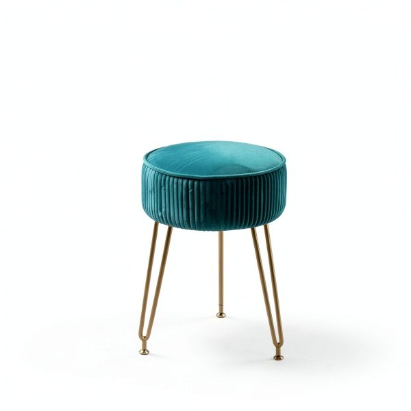 IBUYKE Velvet Ottoman Modern Green without Storage Footstool-3
