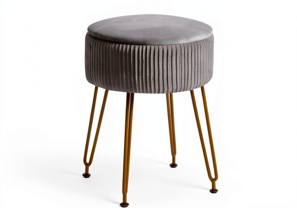 IBUYKE Velvet Ottoman with Storage Modern Home Decor-2