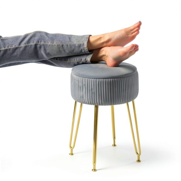 IBUYKE Velvet Ottoman with Storage Modern Home Decor-8