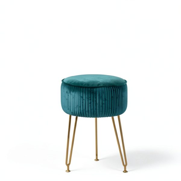 IBUYKE Velvet Ottoman Modern Green without Storage Footstool-1
