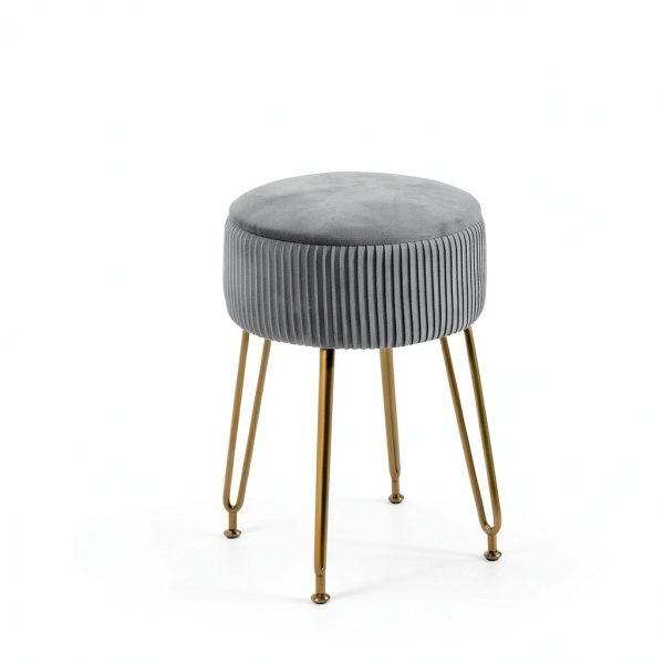 IBUYKE Velvet Ottoman with Storage Modern Home Decor-5