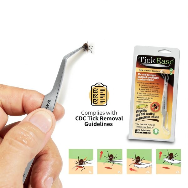 TickEase Tick Remover Tool Stainless Steel Dual Sided Pet-2