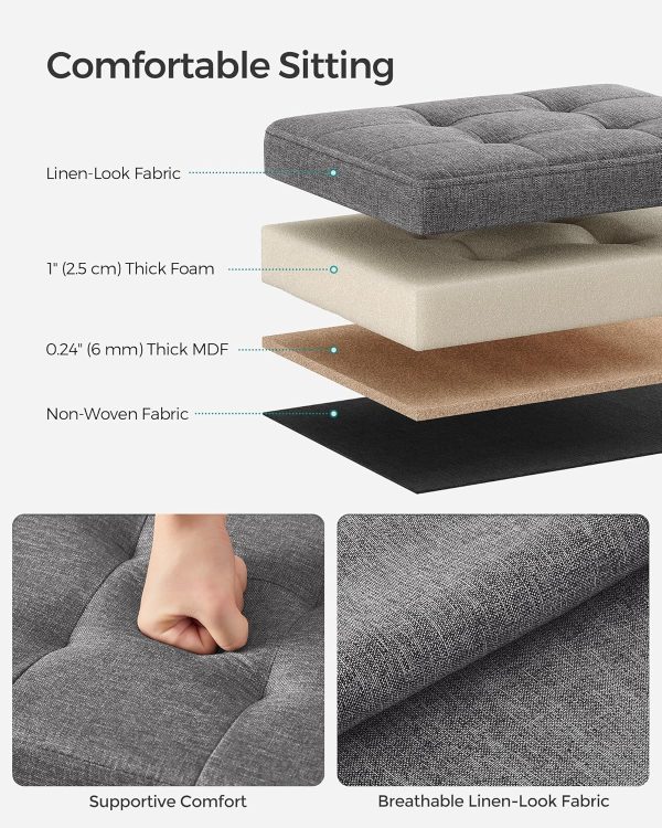 Linen Look Ottoman SONGMICS Dark Gray Storage-4