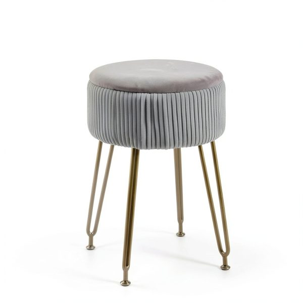 IBUYKE Velvet Ottoman with Storage Modern Home Decor-1