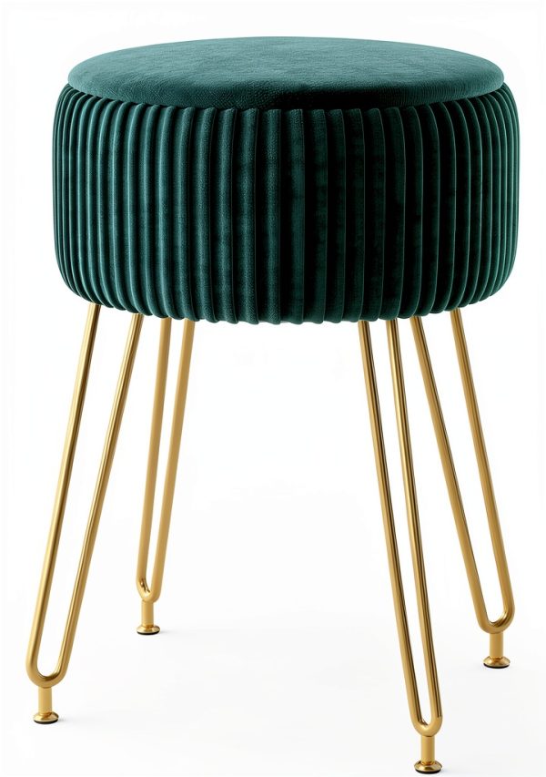 IBUYKE Ottoman Stool Velvet Storage Modern Home Decor-0